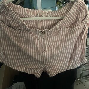 SO Pink and White Striped Women's Shorts